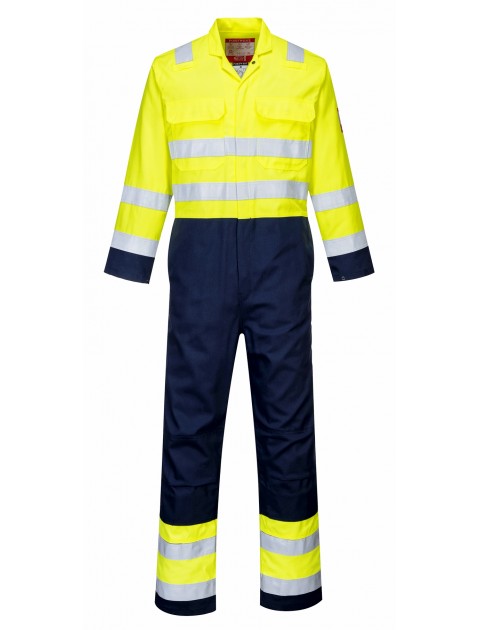 Portwest BIZ7 - Hi-Vis Anti-Static Bizflame Pro Coverall - Yellow/Navy Clothing